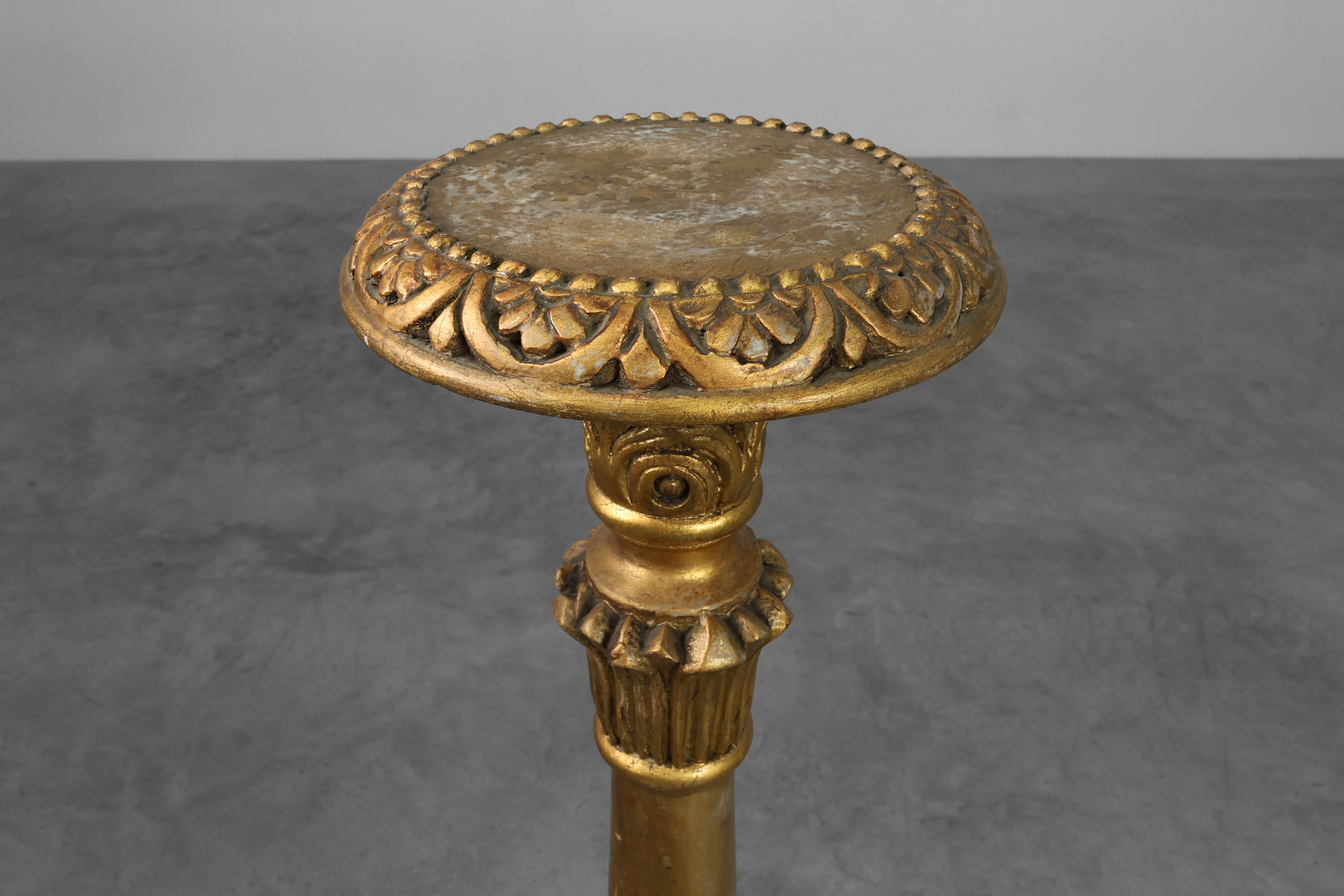 Pair of Gilt Wooden Pedestals with Plaster Decoration, France 19th Centurythumbnail